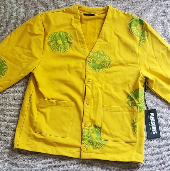 Pleasures Freeze Cardigan Yellow NWT - Picture 5 of 14